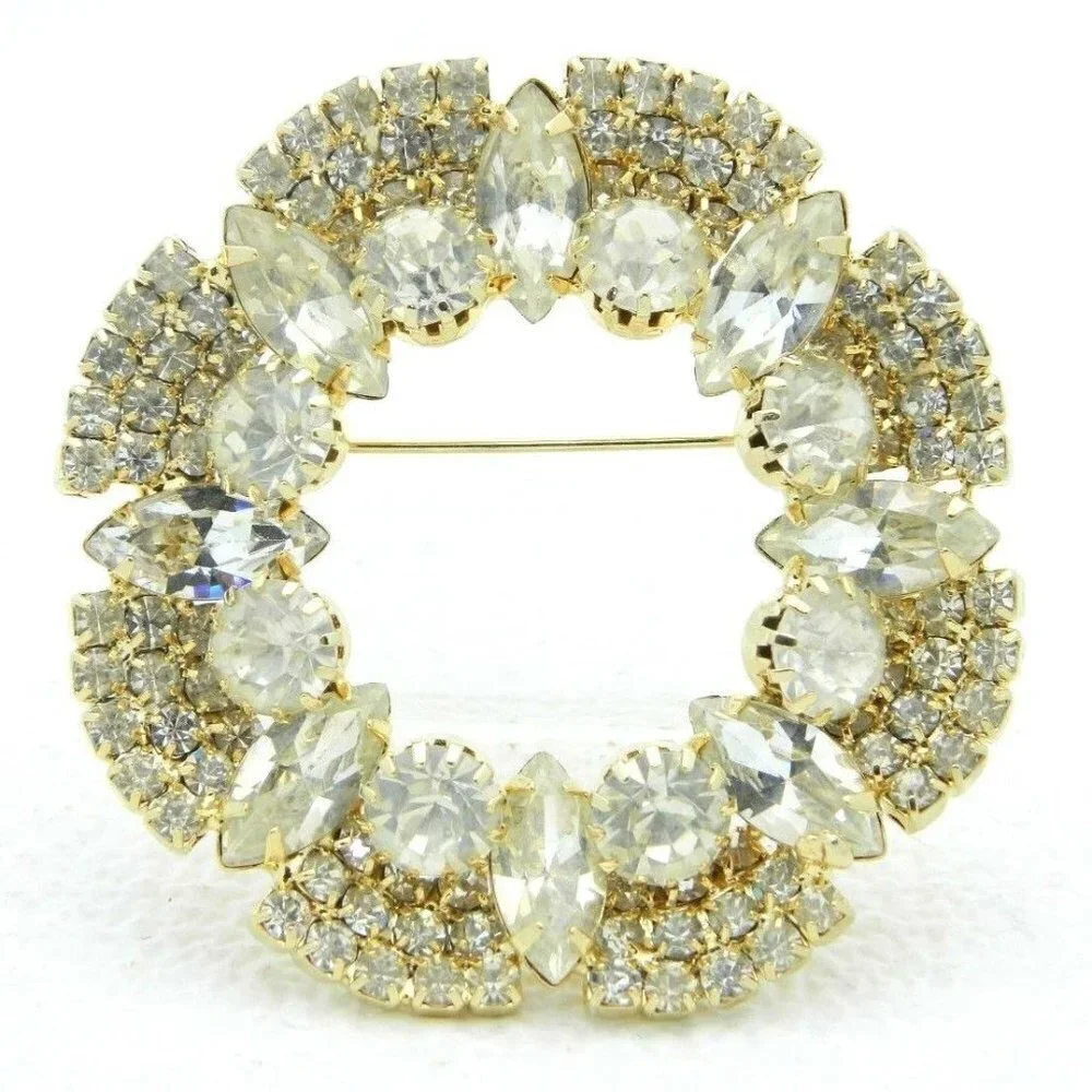 Vintage Large Clear Rhinestone Wedding Bridal